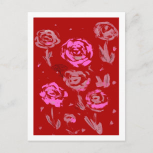 Rose abstrakt zeichnen roten Hintergrund Postkarte