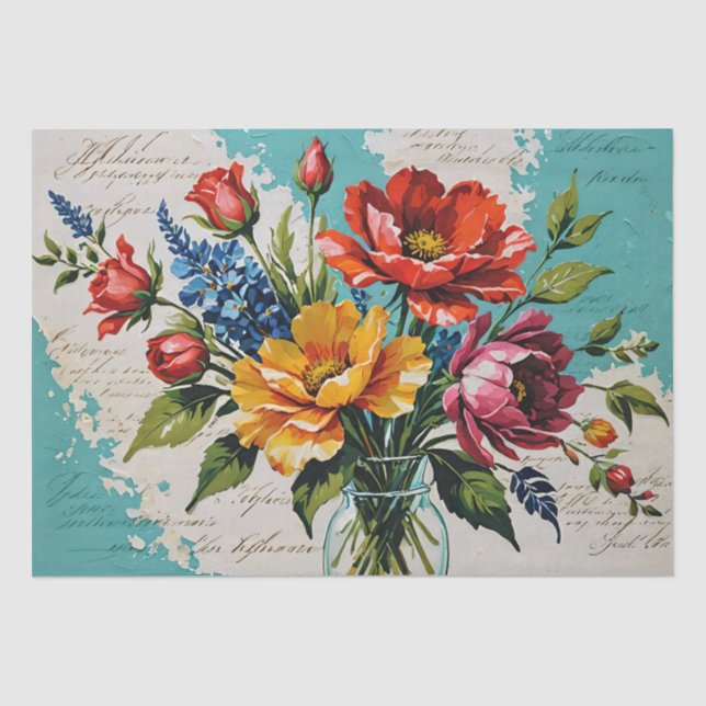 Rose Acrylmalerei Decoupage Seidenpapier (Vorderseite)