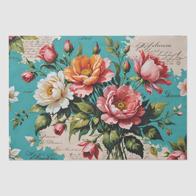 Rose Acrylmalerei Decoupage Seidenpapier (Vorderseite)