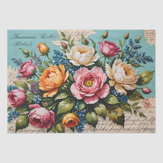 Rose Acrylmalerei Decoupage Seidenpapier (Vorderseite)