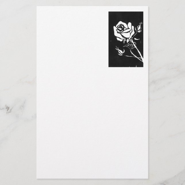 "Rose Alba" Blumengeschosse Briefpapier (Vorderseite)