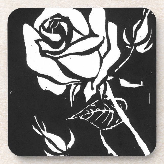 "Rose Alba" Set für Blumenkohl-Untersetzer Getränkeuntersetzer (Vorderseite)