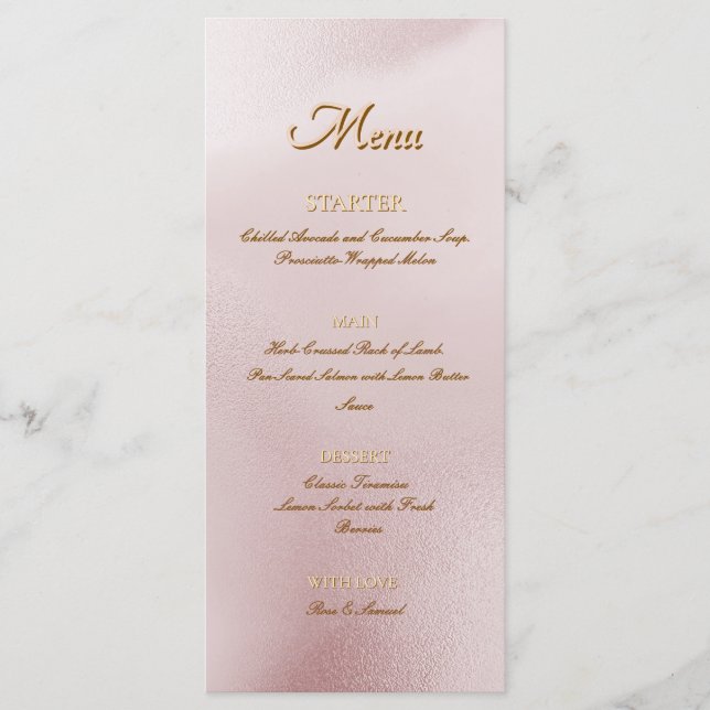 Rose Alcohol Ink Elegant Flat Menu Menükarte (Vorderseite)