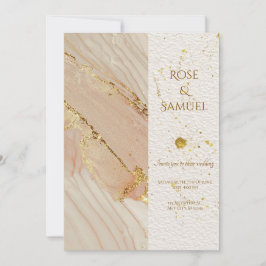 Rose Alcohol Ink Glitter Gold Wedding Invitation