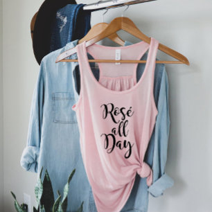 Rose All Day Schwarz Schrift Rosa Damen Tank Top