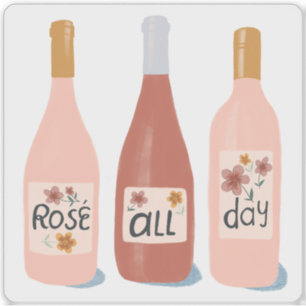 Rose All Day Weinliebhaber Illustrationskunst Aufkleber