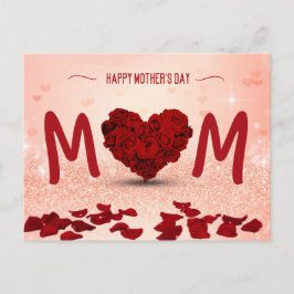 Rose am Muttertag - Herz Bouquet - Postkarte