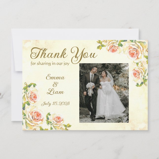 Rose ancien 6,25 x 4,5 Carte de remerciements plat (Devant)