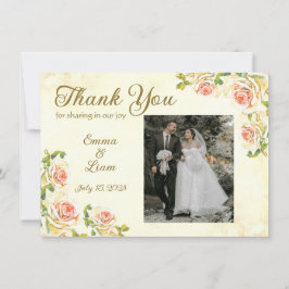 Rose ancien 6,25 x 4,5 Carte de remerciements plat