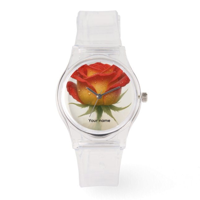 Rose and water droplets - beautiful  armbanduhr (Vorderseite)