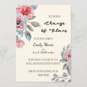 Rose Änderung der Pläne Brautparty Card Einladung