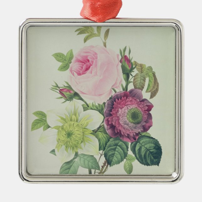 Rose, Anemone und Clematide Ornament Aus Metall (Vorne)