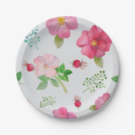 Rose Angesagt Gartenmuster Pappteller