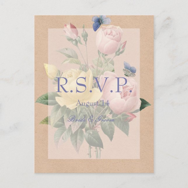 Rose anglais Garden Wedding Invitation RSVP (Devant)