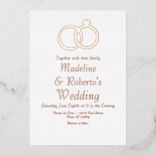 Rose Anneaux d'or Mariage Pressing Foil Invitation