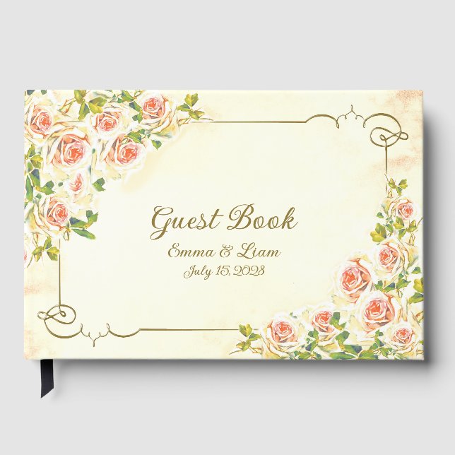 Rose antique 9 x 6 Livre d'hôtes (Recto)