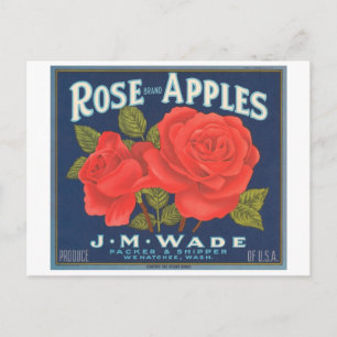 Rose - Äpfel mit Vintager Kiste Postkarte