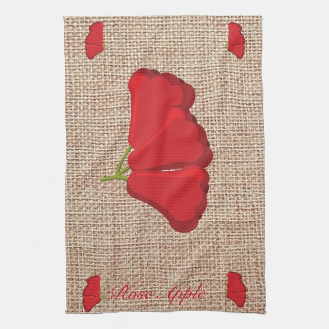 Rose Apple Burlap print Küchentuch (Vertikal)