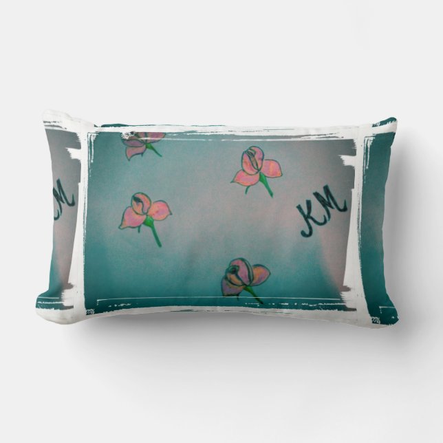 Rose Aqua Lumbar Kissen (Vorderseite)