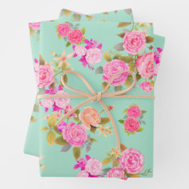 Rose Aquamarin. Umschlagpapier Geschenkpapier Set