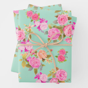 Rose Aquamarin. Umschlagpapier Geschenkpapier Set