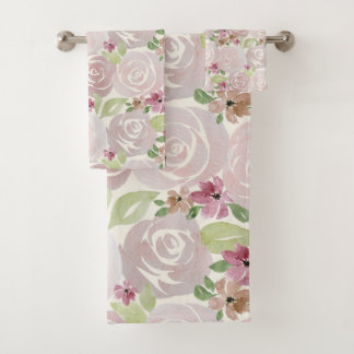 Rose Aquarell gemustert Badhandtuch Set