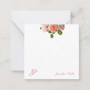 Rose Aquarelle Art Élégant Monogramme Modèle
