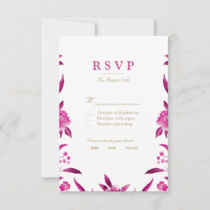 Rose Aquarelle florale Chinoiserie Mariage RSVP