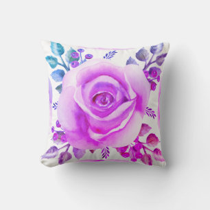 Rose Aquarellfarbe Fuchsia Bläserne Kissen
