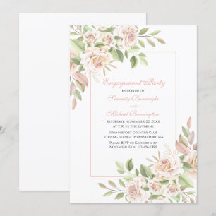 Rose Aquarellfarben Blush Pink Floral Engagement P Einladung