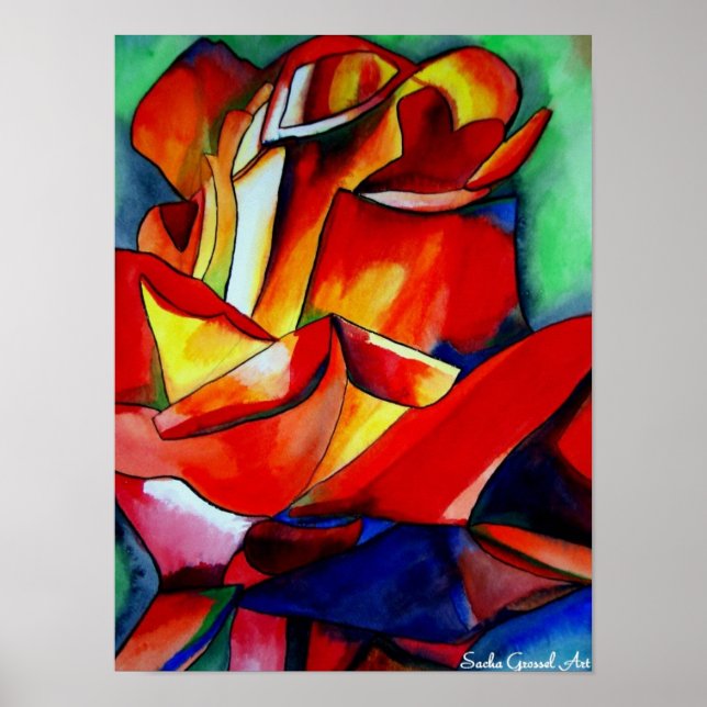 Rose Aquarellkunst Poster (Vorne)