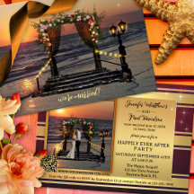 Rose Arbor Beach nach Hochzeit Foto Einladung