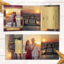 Rose Arbor Beach Photo Wedding All in One Dreifach Gefaltete Einladung