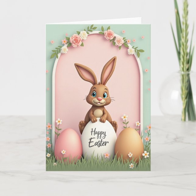 Rose Arch Easter Bunny Card Karte (Vorderseite)