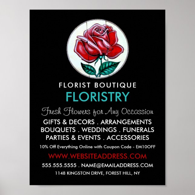 Rose Art, Florist, Werbung in Florenz Poster (Vorne)