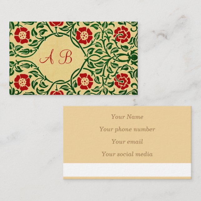 Rose Art Nouveau Calling Card Visitenkarte (Vorne/Hinten)