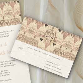 Rose Art Nouveau Hummingbirds Wedding RSVP Ca Karte