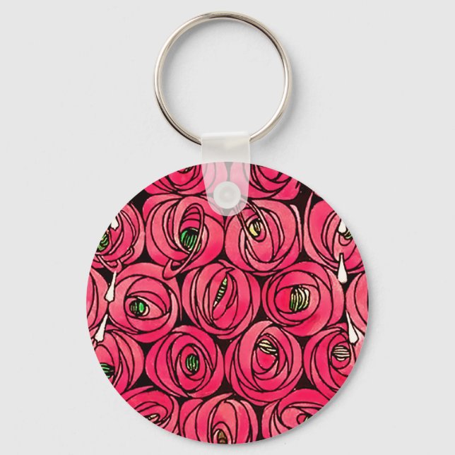 Rose Art Nouveau Macintosh Stilvoll Schlüsselanhänger (Vorderseite)