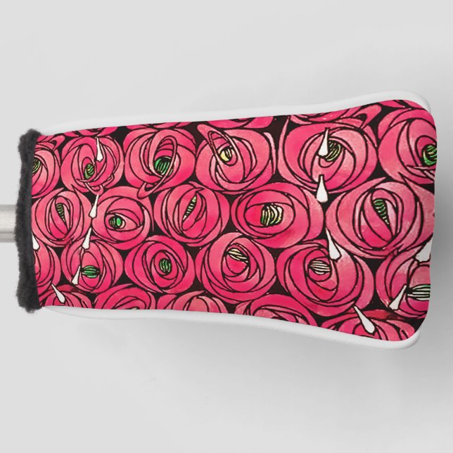 Rose Art Nouveau Rennie Macintosh Grafik Golf Headcover (Vorderseite)