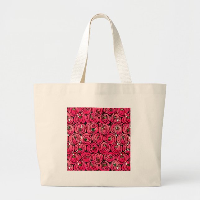 Rose Art Nouveau Rennie Macintosh Grafik Jumbo Stoffbeutel (Vorne)