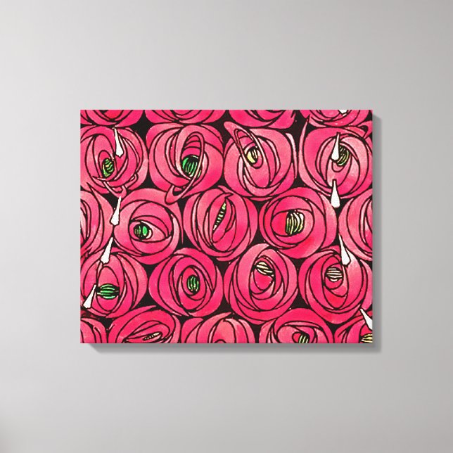 Rose Art Nouveau Rennie Macintosh Grafik Leinwanddruck (Vorderseite)