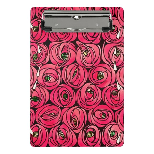 Rose Art Nouveau Rennie Macintosh Grafik Mini Klemmbrett (Vorderseite)