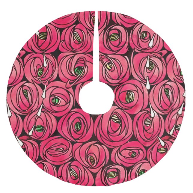 Rose Art Nouveau Rennie Macintosh Grafik Polyester Weihnachtsbaumdecke (Vorderseite)