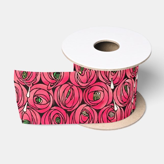 Rose Art Nouveau Rennie Macintosh Grafik Satinband (Spule)
