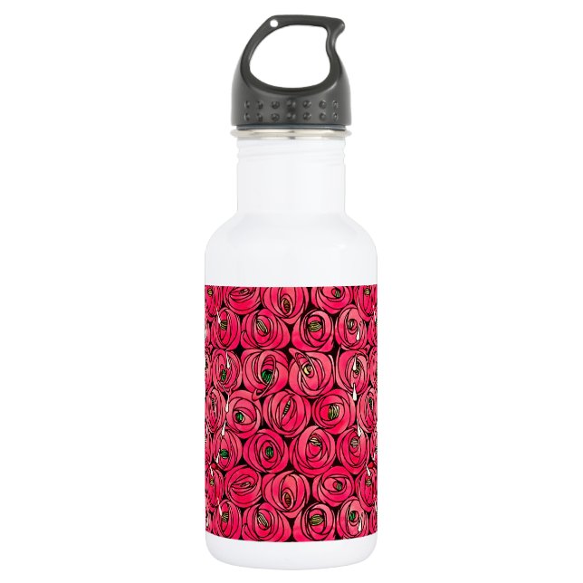 Rose Art Nouveau Rennie Macintosh Grafik Trinkflasche (Vorderseite)