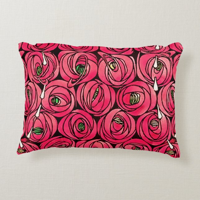 Rose Art Nouveau Rennie Macintosh Grafik Zierkissen (Rückseite)