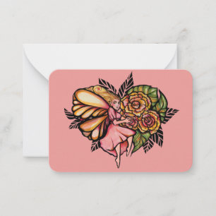 Rose Art Peach and Pink Fairies Garden Mitteilungskarte