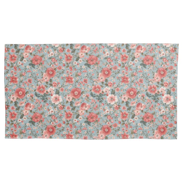 Rose auf blauer englischer Hütte Kissenbezug (Vorderseite)