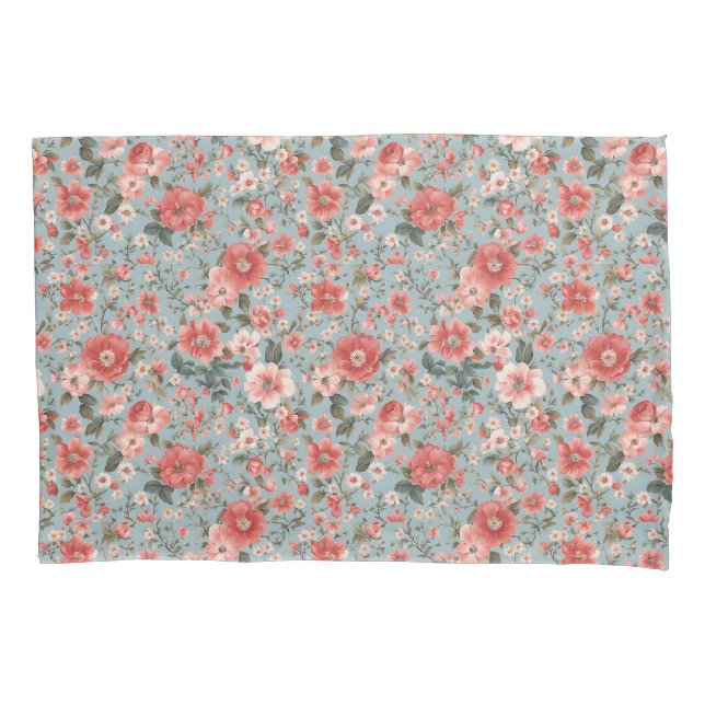 Rose auf blauer englischer Hütte Kissenbezug (Vorderseite)