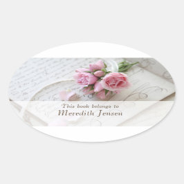 Rose auf dem Buchzeichen des 18. Jahrhunderts Ovaler Aufkleber